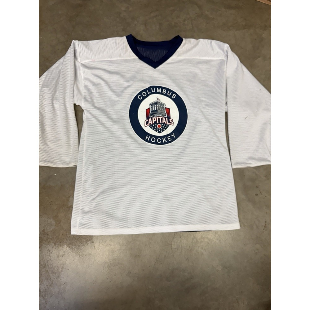 Columbus Capitals Hockey Jersey #17 Ruth Athletic Knit Adult Large L Blue A52019